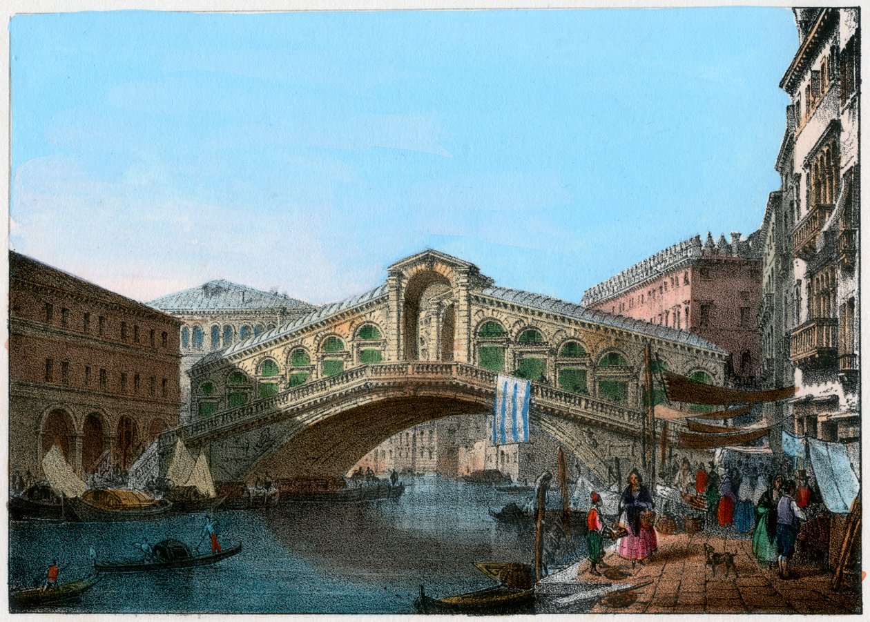 Rialtobroen, Venezia, Italia, 1800-tallet. av Kirchmayn