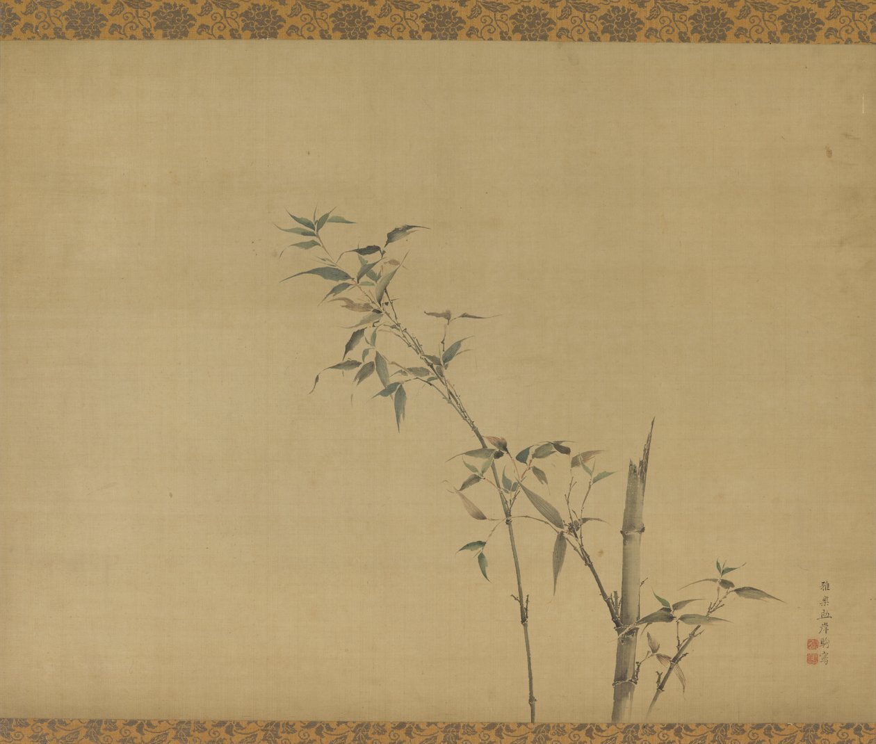 Bambusstengler med greiner og løvverk, Edo-periode, 1800-tallet. av Kishi Ganku