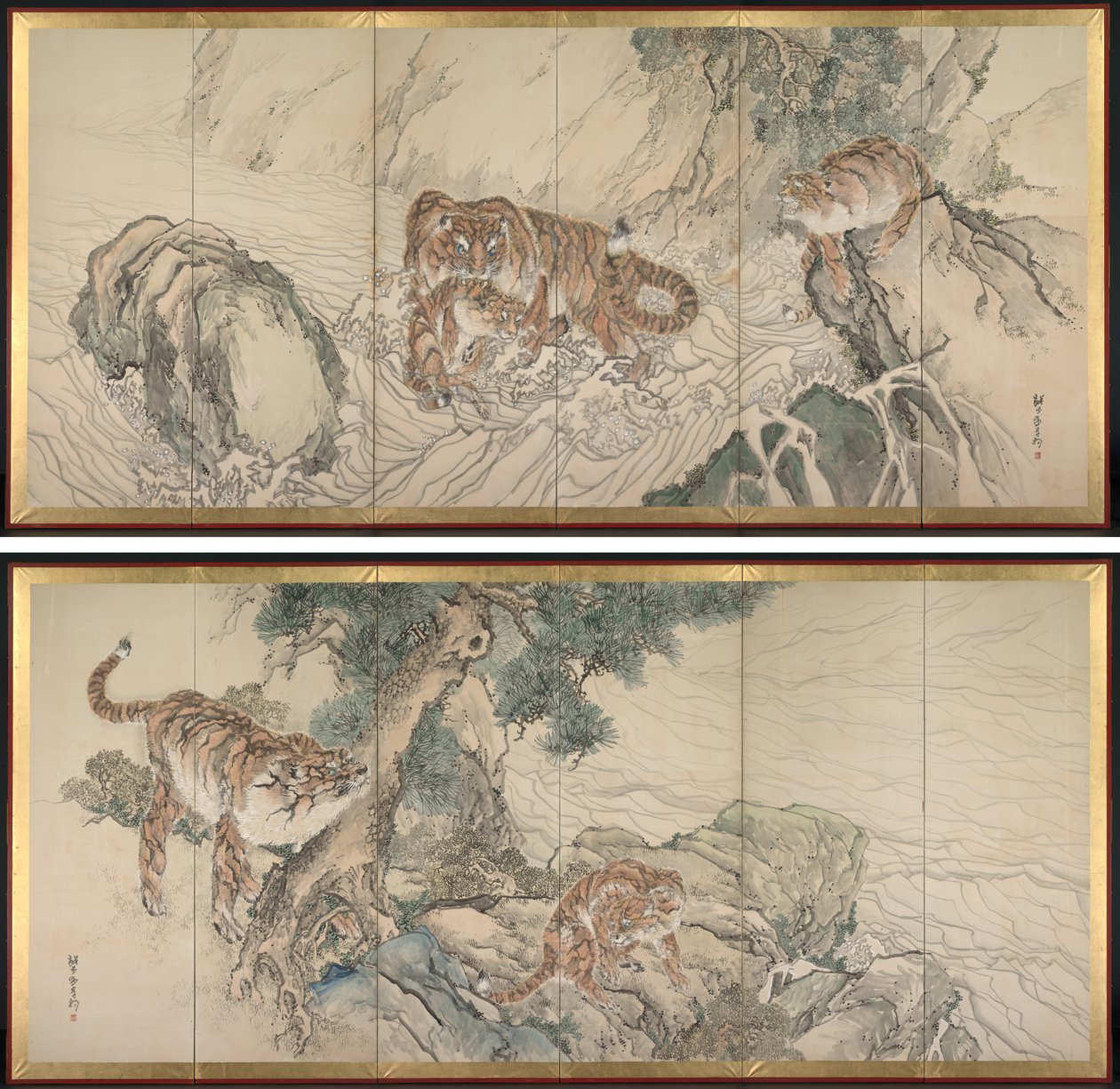 Tiger familie av Kishi Ganku