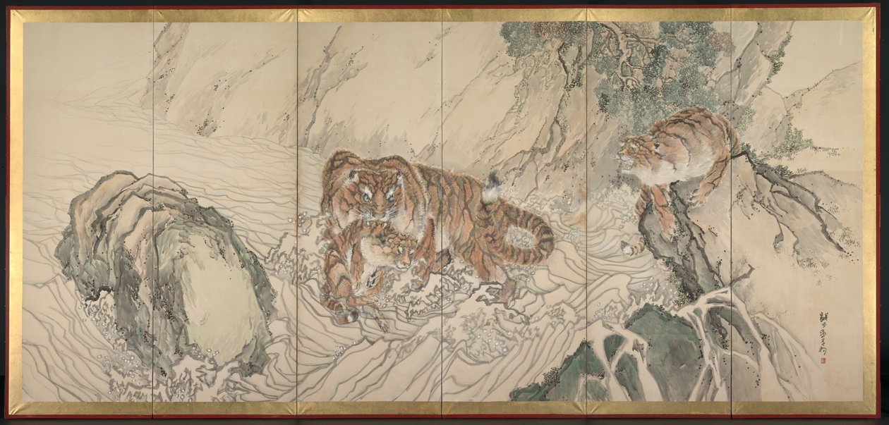 Tigerfamilie, tidlig på 1800-tallet. av Kishi Ganku