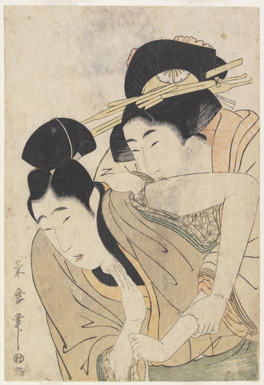(Kurtesan og hennes elsker), ca. 1800-1804 av Kitagawa Tsukimaro