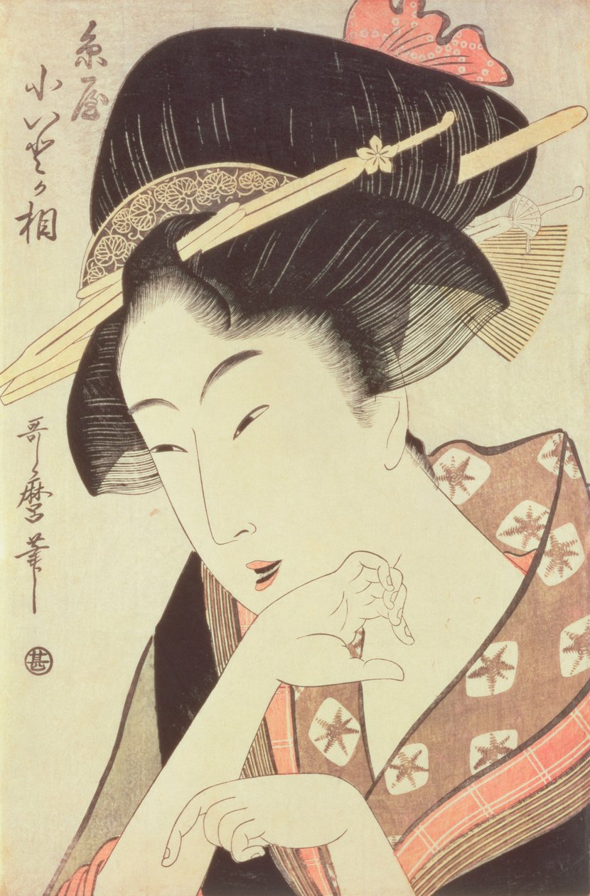 Bysteportrett av heltinnen Kioto of the Itoya av Kitagawa Utamaro