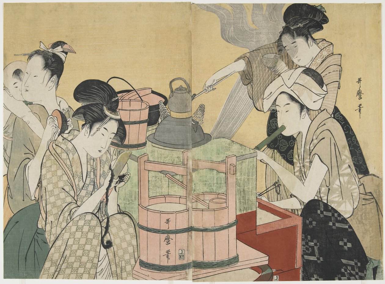 Kjøkkenscene, 1794-1795 av Kitagawa Utamaro