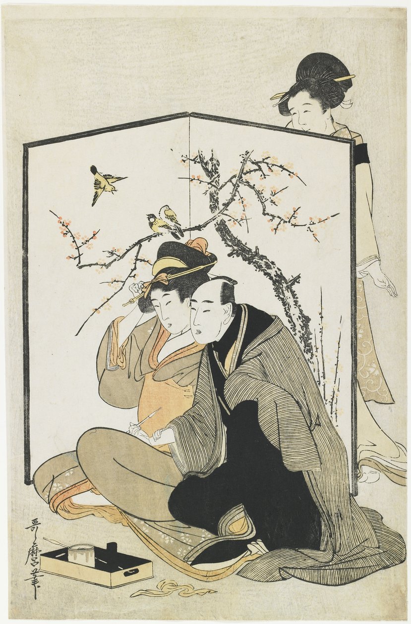 Mann og kvinne som røyker, ca. 1804 av Kitagawa Utamaro