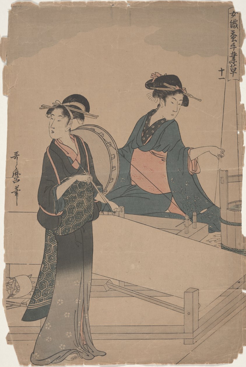 nr. 11 fra serien Women Engaged in the Sericulture Industry av Kitagawa Utamaro