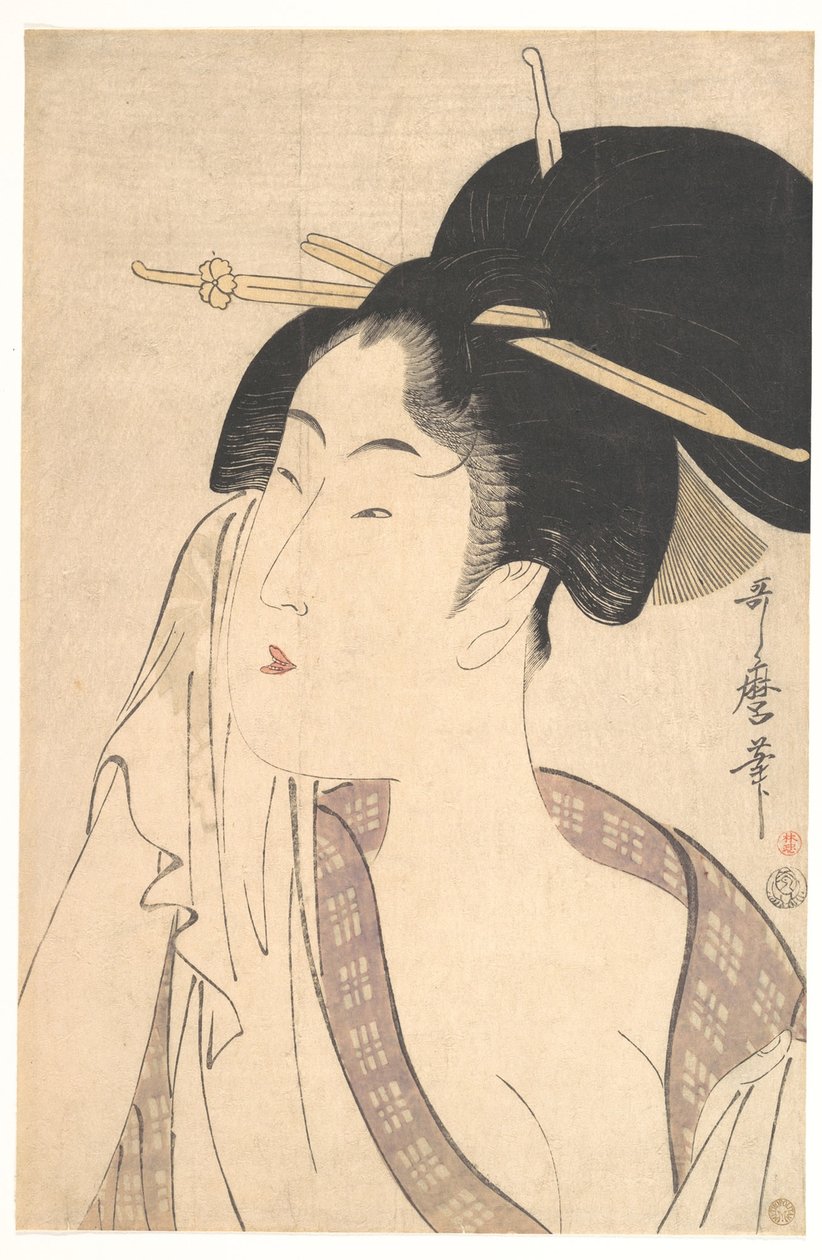 Kvinne slapper av etter badet sitt, 1790-tallet av Kitagawa Utamaro