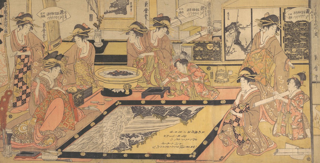 Et votivbilde som skal doneres til Kannon of Asakusa..., ca. 1800. av Kitagawa Kikumaro