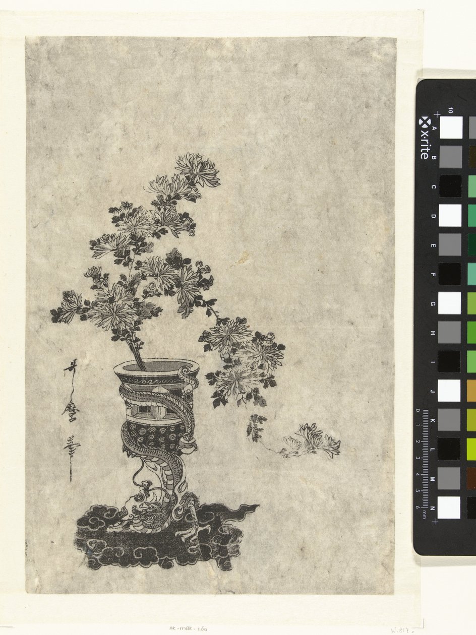 Krysantemum i vase av Kitagawa Utamaro (attributed to)