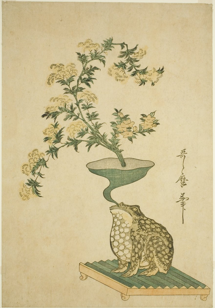Et arrangement av Valerian (Ominaeshi) og kinesiske klokkeblomster (Kikyo) av Kitagawa Utamaro