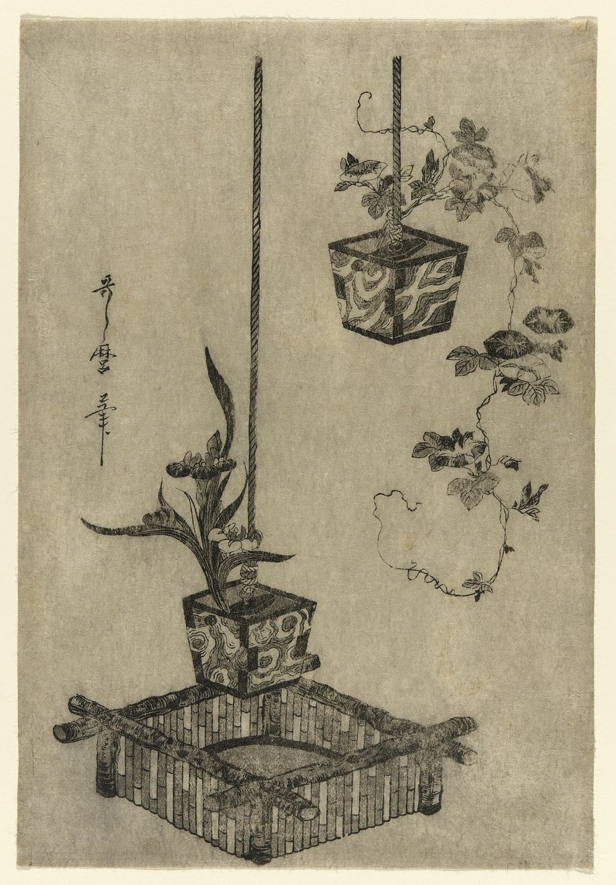 Arrangementer av Irises og Morning Glories av Kitagawa Utamaro