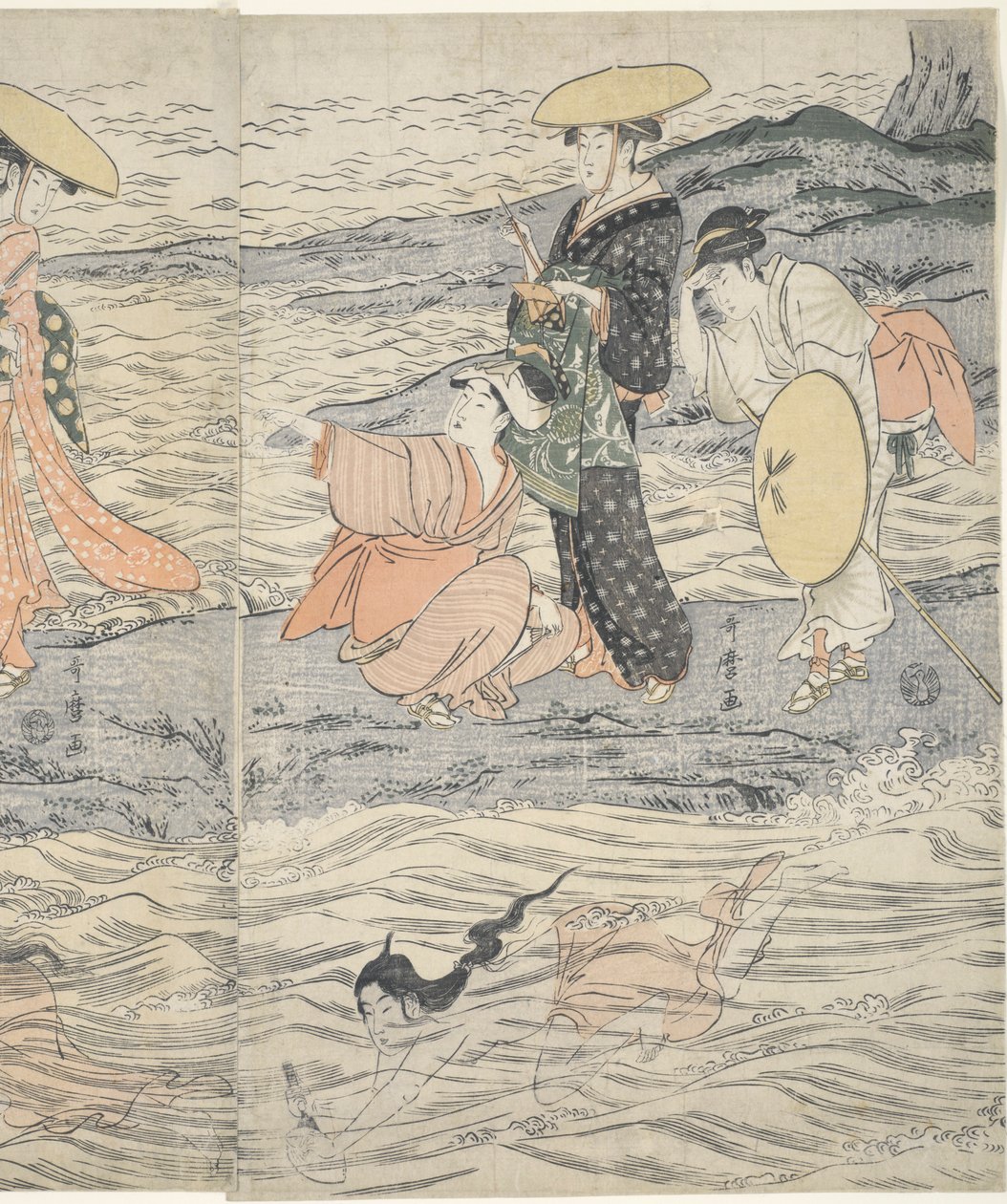 Awabi Shell Divers på Enoshima av Kitagawa Utamaro