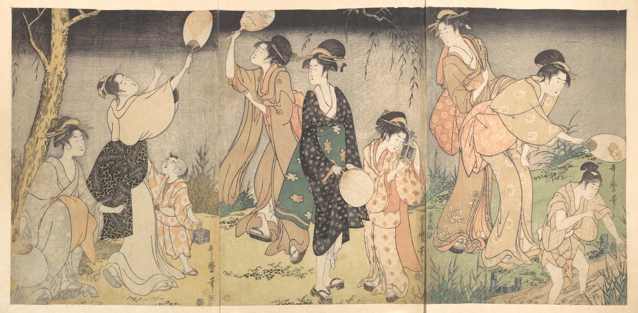 Fangst av ildfluer (Hotaru gari) av Kitagawa Utamaro