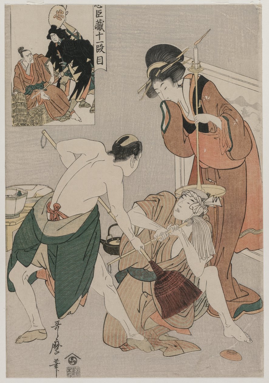 Chushingura: Act XI av The Storehouse of Loyalty, slutten av 1790-tallet. av Kitagawa Utamaro