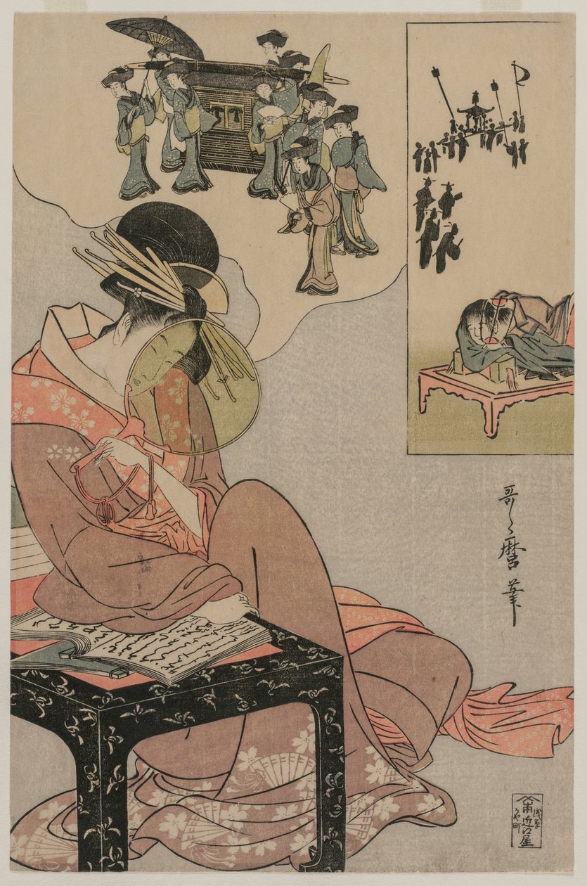 Kurtisane som drømmer om et bryllupsfølge av Kitagawa Utamaro