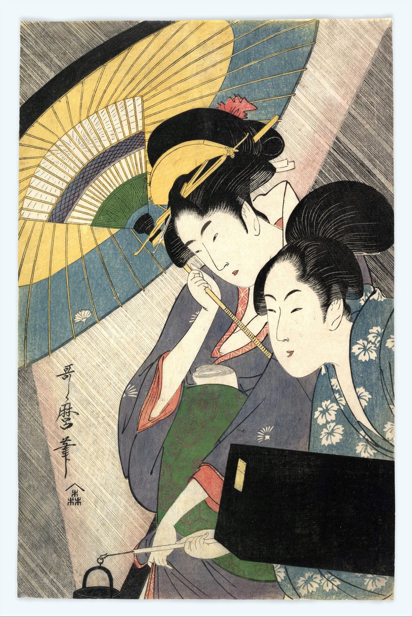 To kvinner under en paraply - To kvinner under en paraply av Utamaro, Kitagawa (1753-1806) av Kitagawa Utamaro