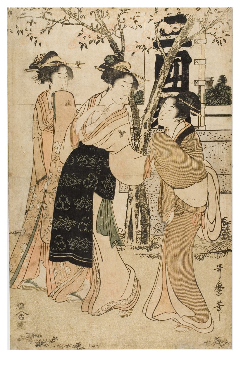 Visning av skatter ved Mimeguri-helligdommen av Kitagawa Utamaro