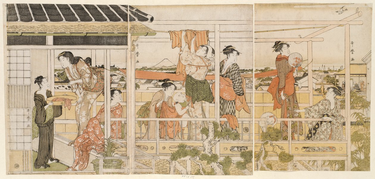 Tørking av klær (Monohoshi) av Kitagawa Utamaro