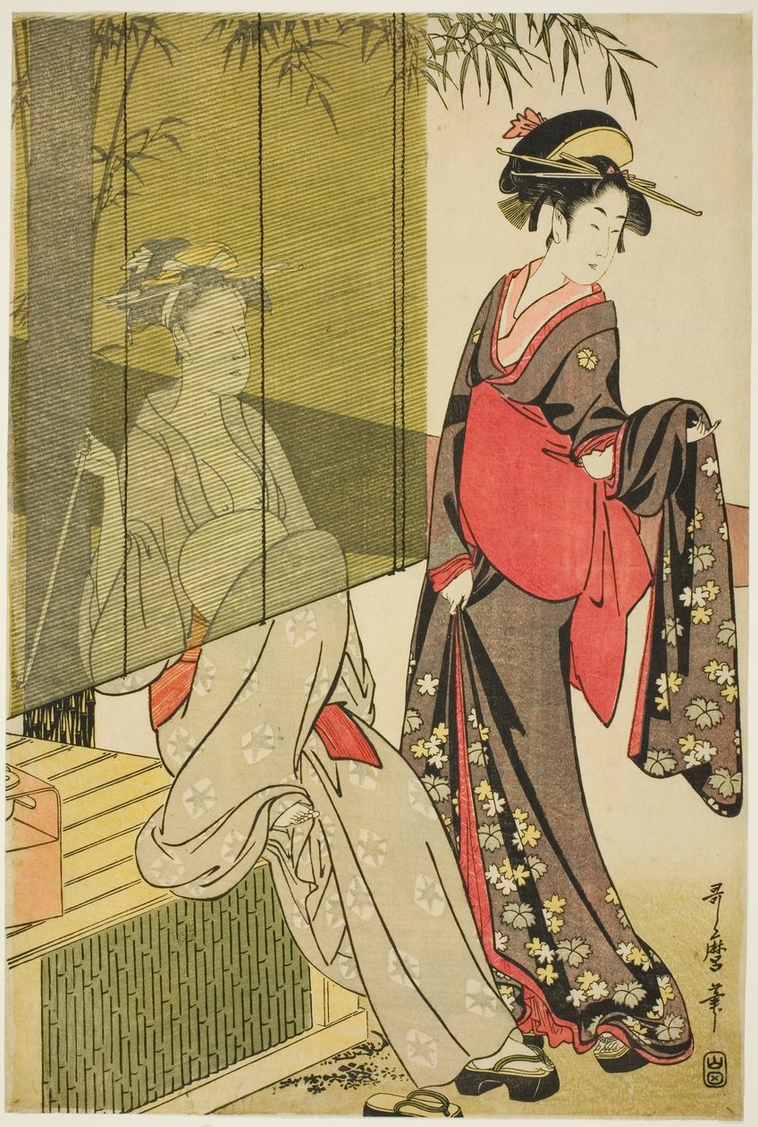 Tørkende og tøyende klut av Kitagawa Utamaro