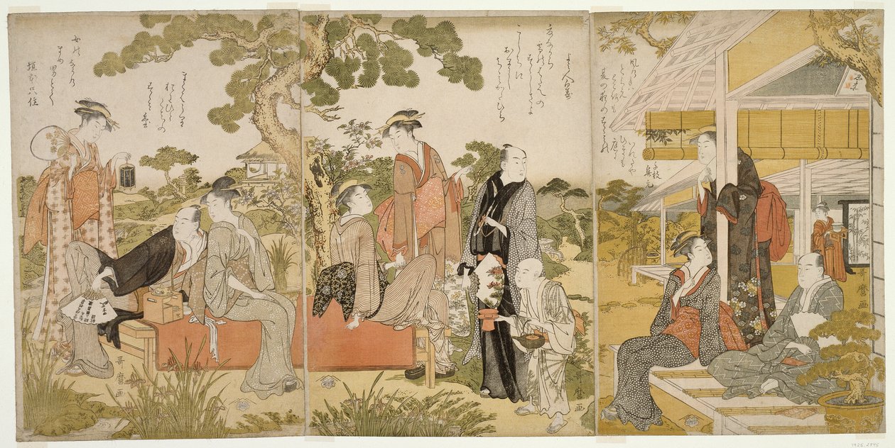 Nyter det kjølige i en hage av Kitagawa Utamaro