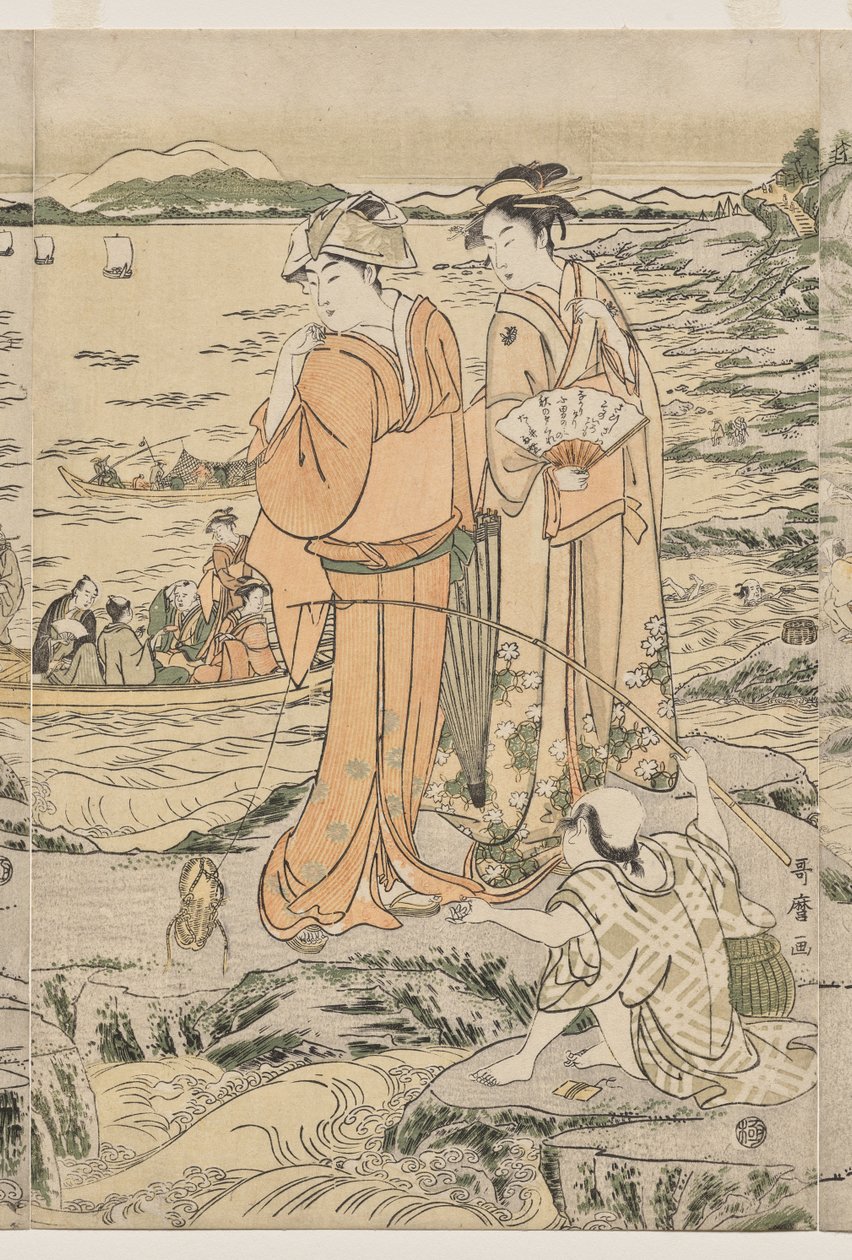 Fiske på skjærebrettet ved Enoshima av Kitagawa Utamaro