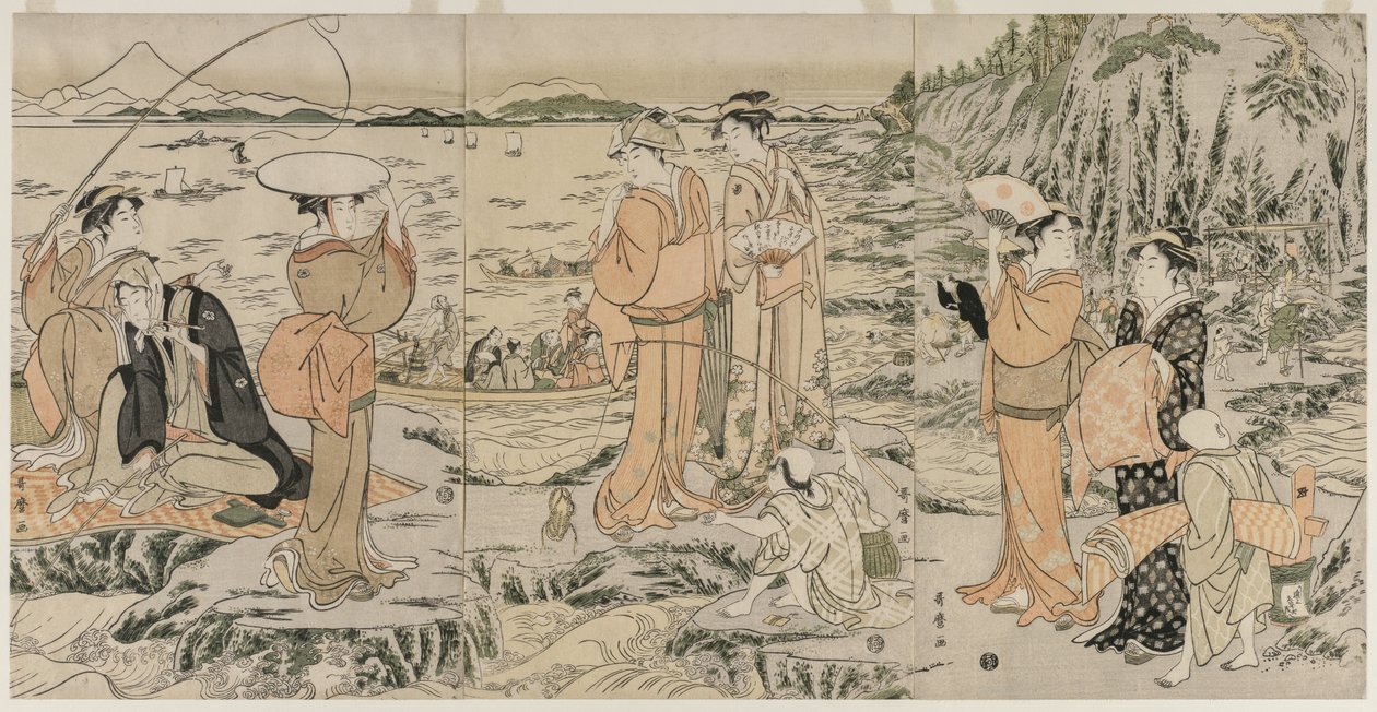 Fiske på skjærebrettet ved Enoshima av Kitagawa Utamaro