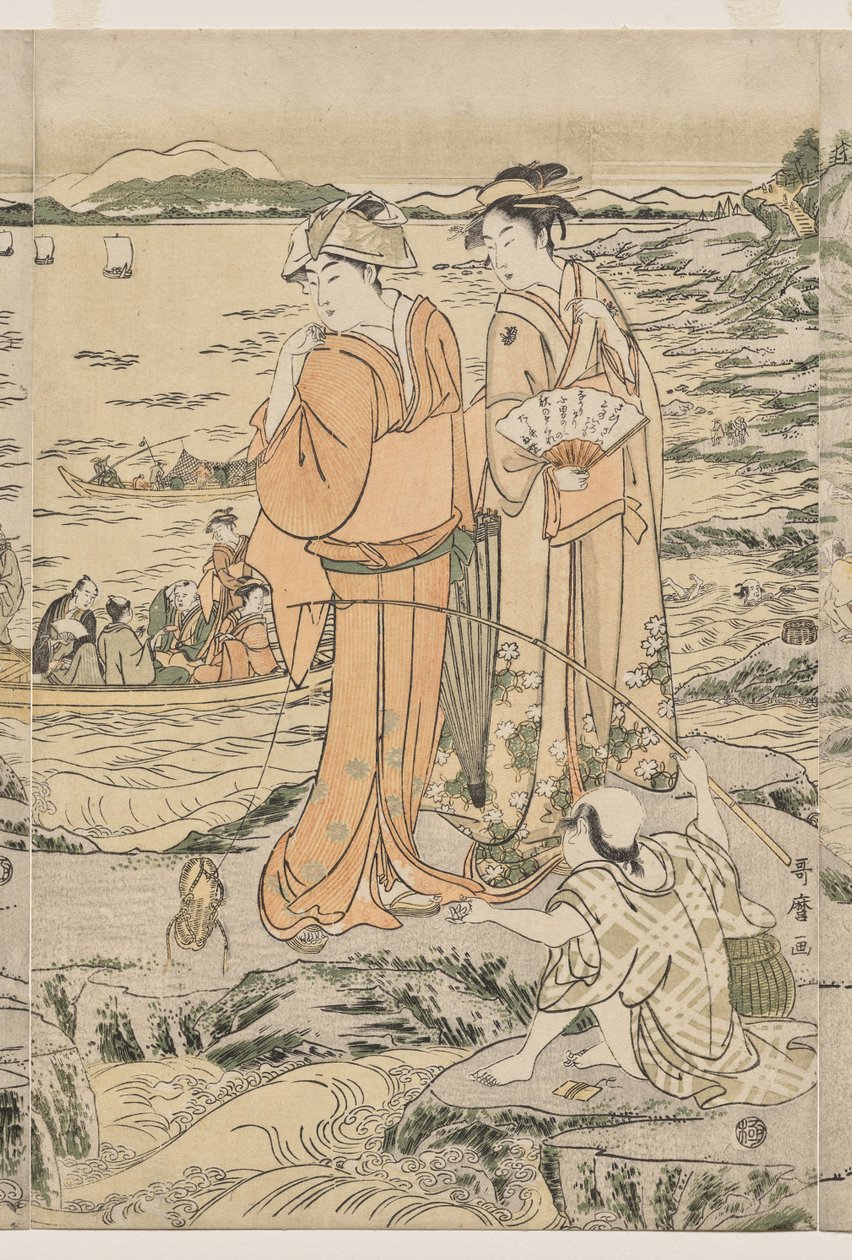 Fiske på skjærebrettet ved Enoshima av Kitagawa Utamaro