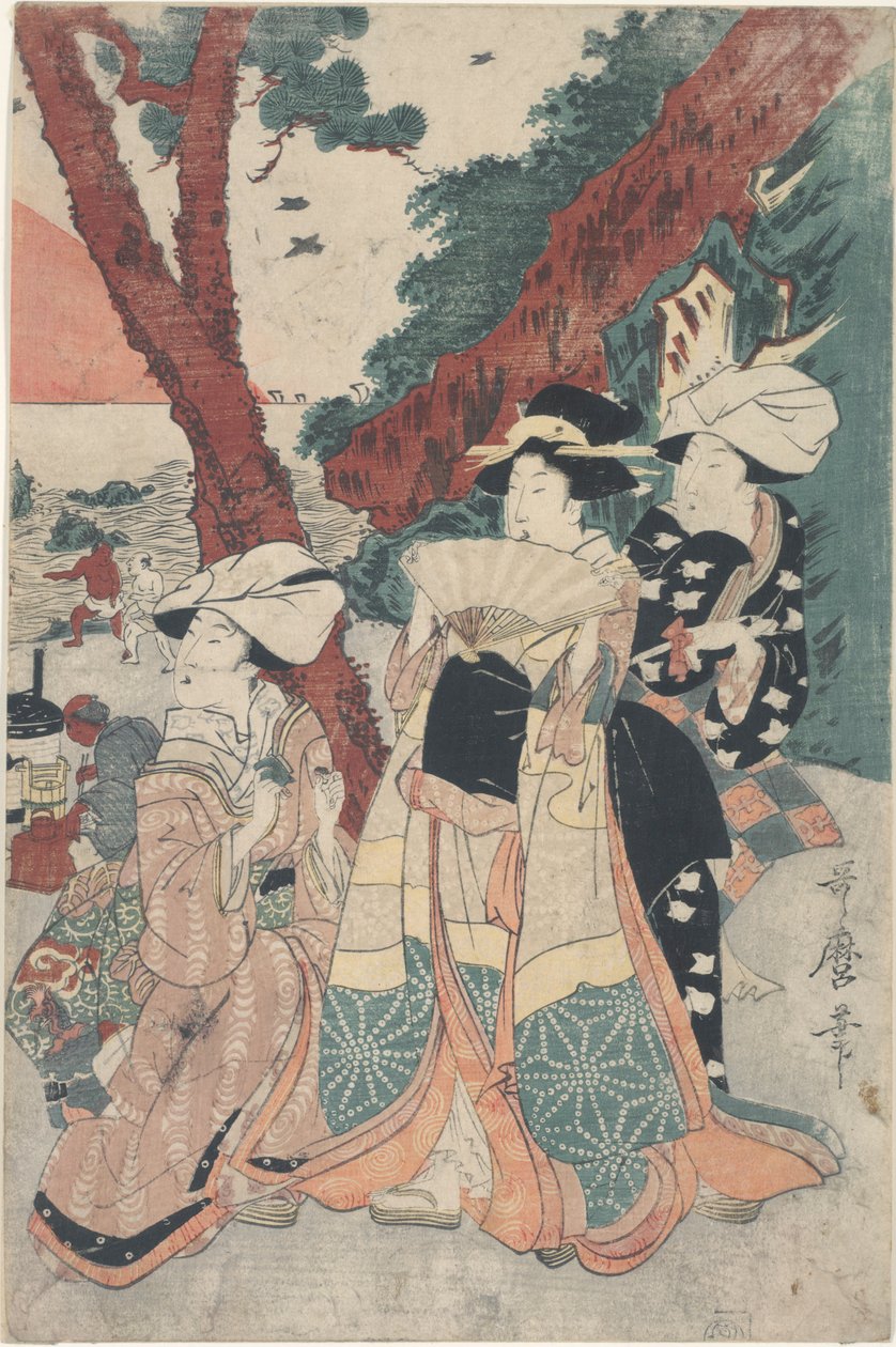 Futamigaura Beach på nyttår av Kitagawa Utamaro
