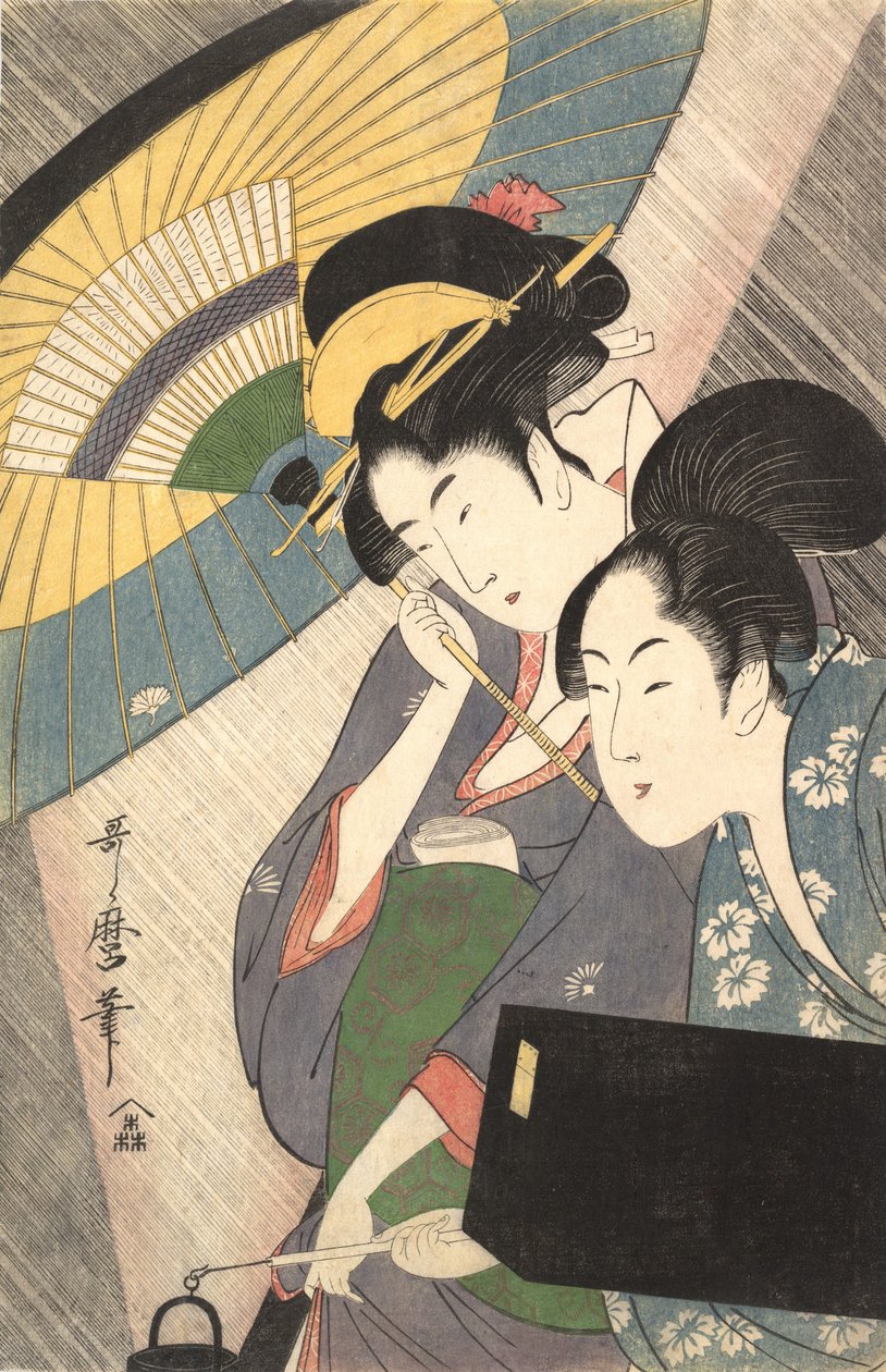 Geisha and Attendant on a Rainy Night, ca. 1797. av Kitagawa Utamaro