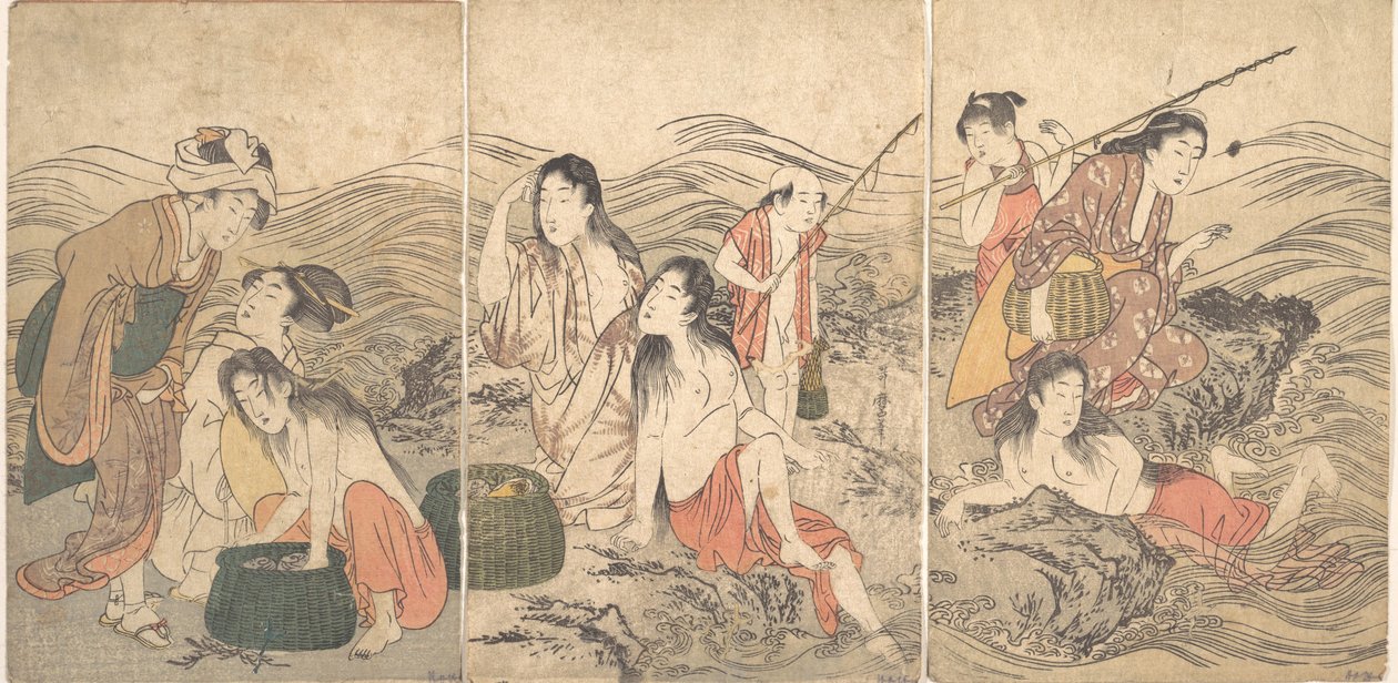 Pikefiskere og badende, 1791. av Kitagawa Utamaro