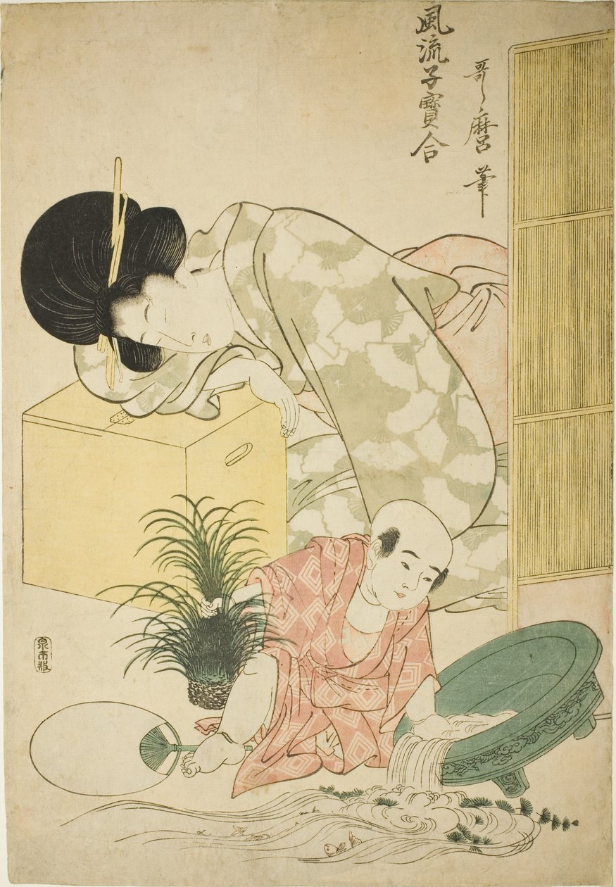 Goldfish, fra serien "Elegant Comparison of Little Treasures (Furyu kodakara awase)" av Kitagawa Utamaro