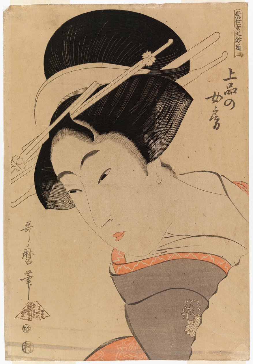 Halvfigurportrett av en jente av Kitagawa Utamaro