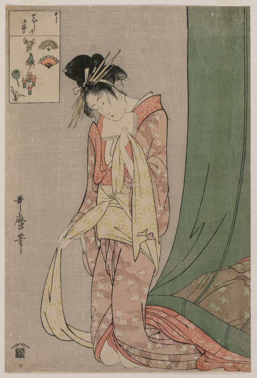 Hanaōgi fra Ōgiya fra serien Picture Puzzles av Kitagawa Utamaro