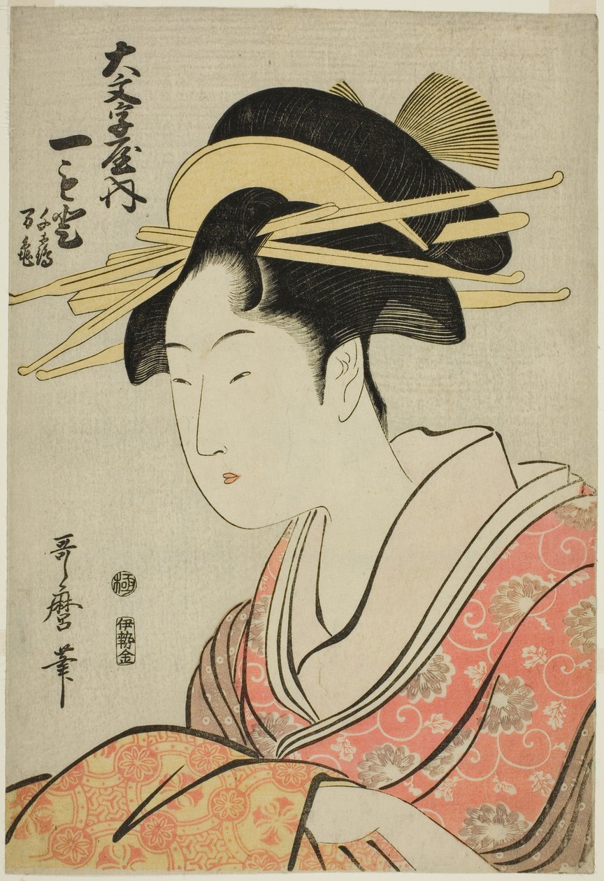 Omoto av Te Daimonji Ya Med Ah Tendan ts Line Hver Draft D Sen av Kitagawa Utamaro