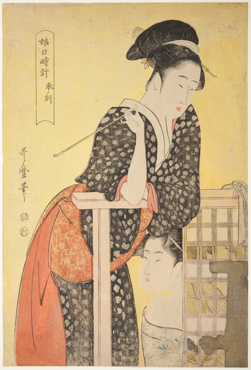 Hour of the Sheep [14.00] (hitsuji no koku), fra serien "Sundial of Young Women" ("Musume hi-dokei") av Kitagawa Utamaro