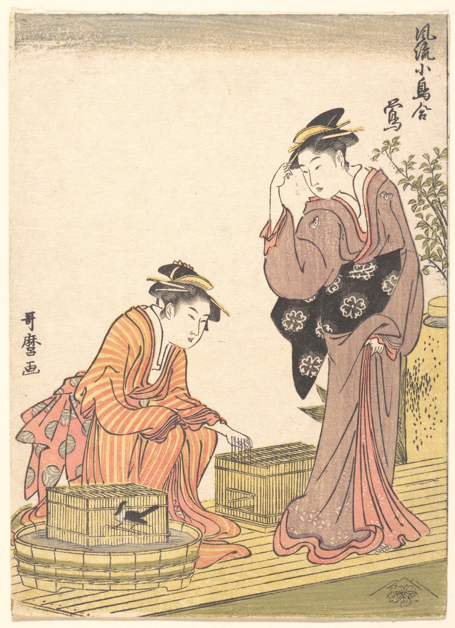 Japansk busksanger av Kitagawa Utamaro