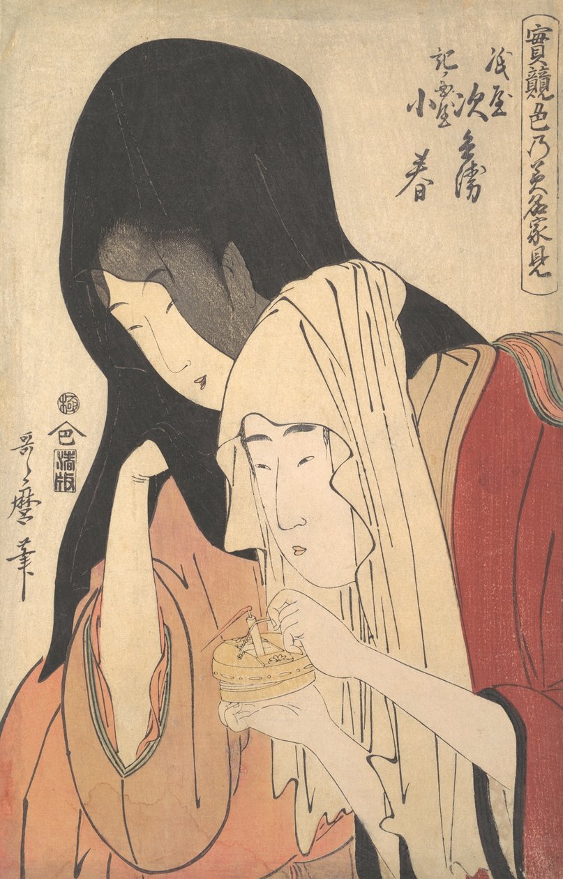 Autism f Hair and Eoping med Te Geisha Koharu f Kinokuniya. . . , mygg. 1798-99. av Kitagawa Utamaro