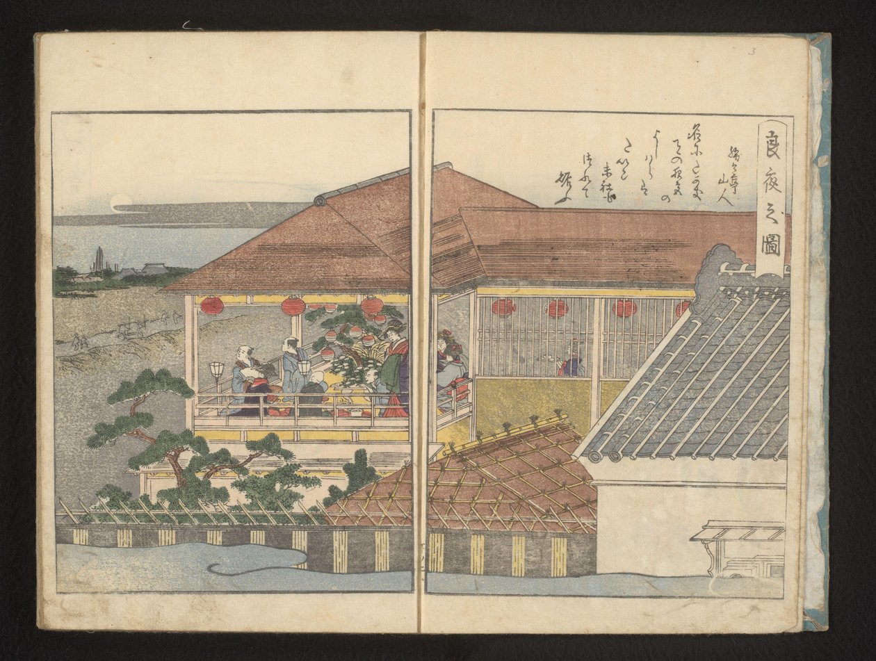 Ser på fullmånen fra en balkong av Kitagawa Utamaro