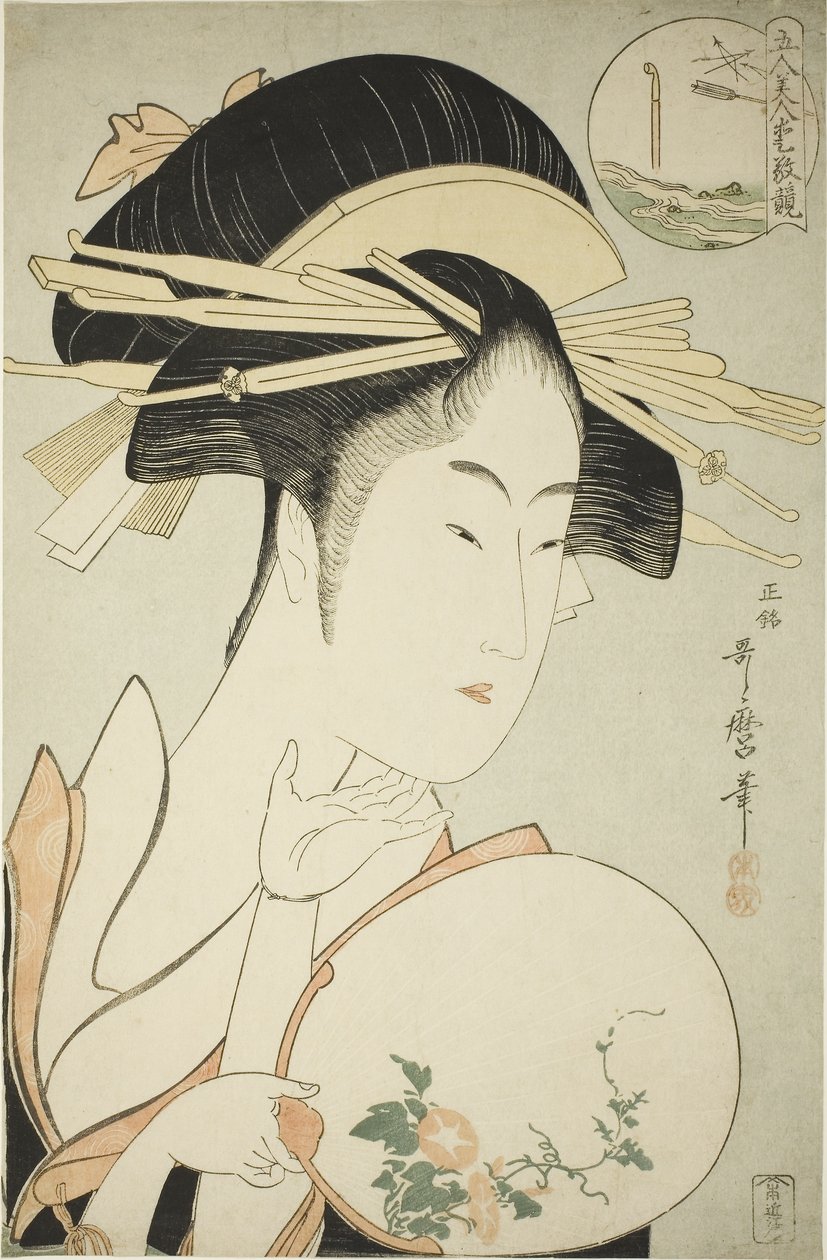 Kisegawa of the Matsubaya, ca. 1795-96 (farget treblokktrykk; oban) av Kitagawa Utamaro