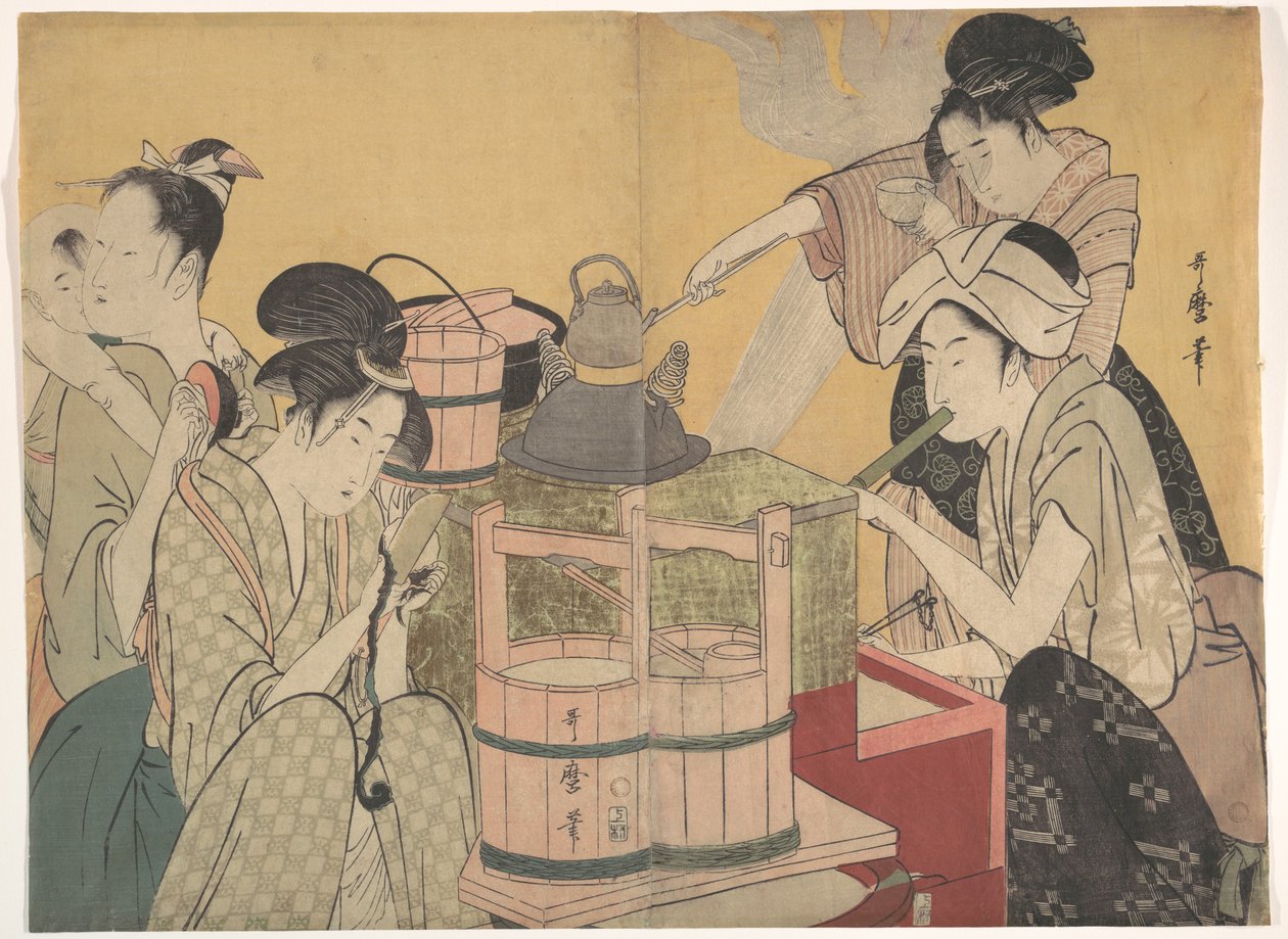Kjøkkenscene av Kitagawa Utamaro
