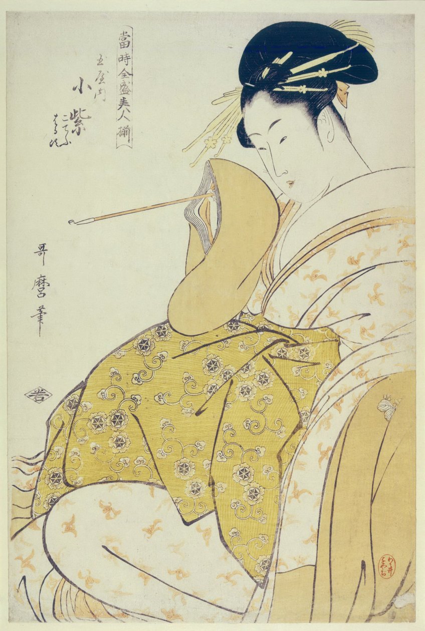 Mørk lilla f te Tamaya, Ka 1794 av Kitagawa Utamaro