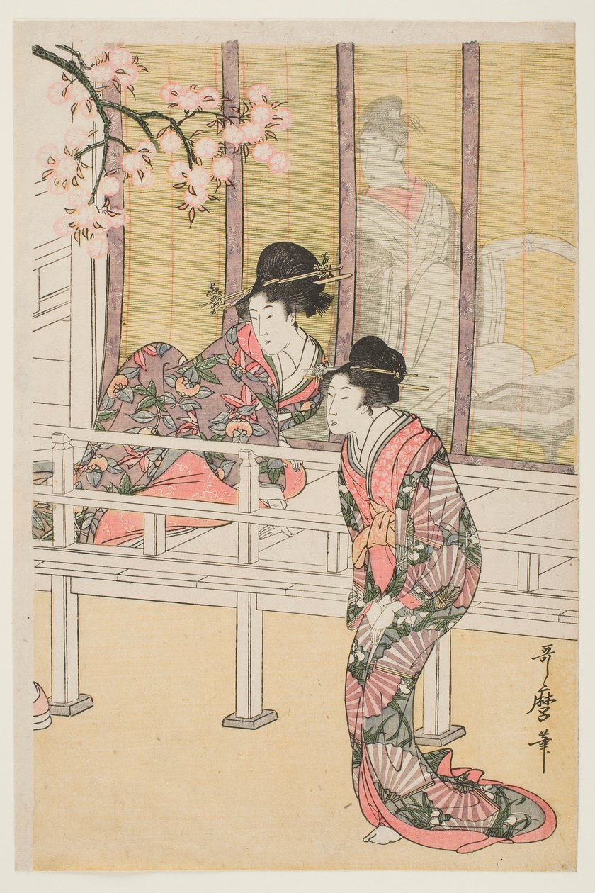 Dame som stiger ut av en hoffkaret av Kitagawa Utamaro