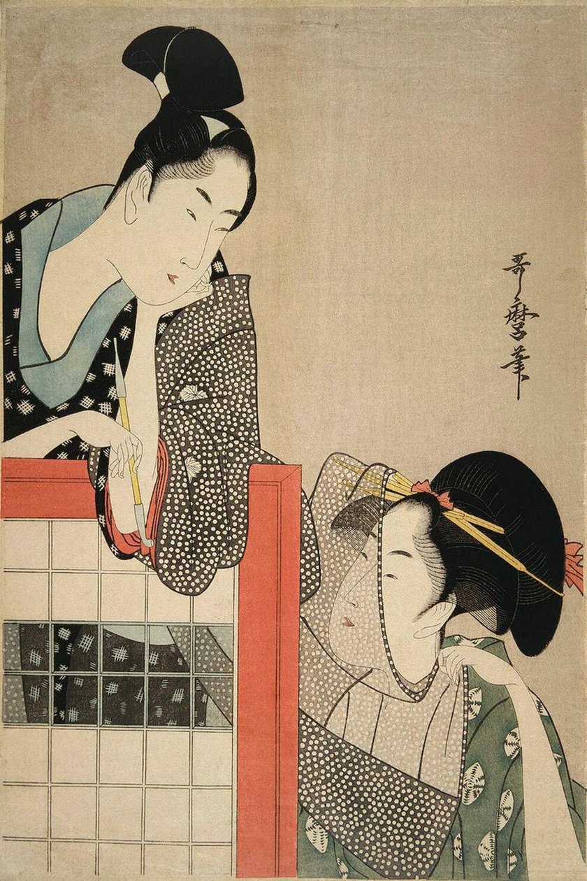 Lady and Gentleman by a Screen, 1797. av Kitagawa Utamaro