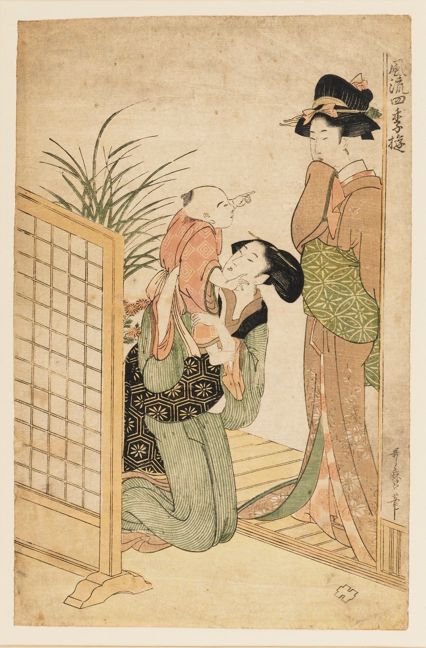 Mor, barn og sykepleier, c1800 av Kitagawa Utamaro