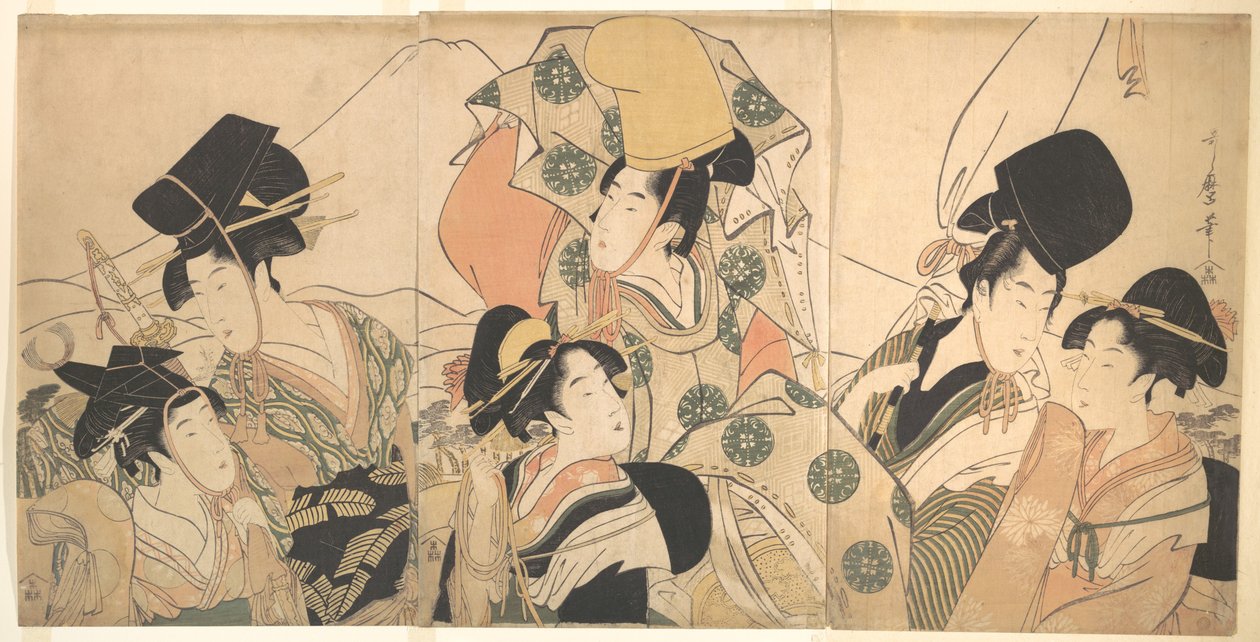 Narihiras reise mot øst av Kitagawa Utamaro