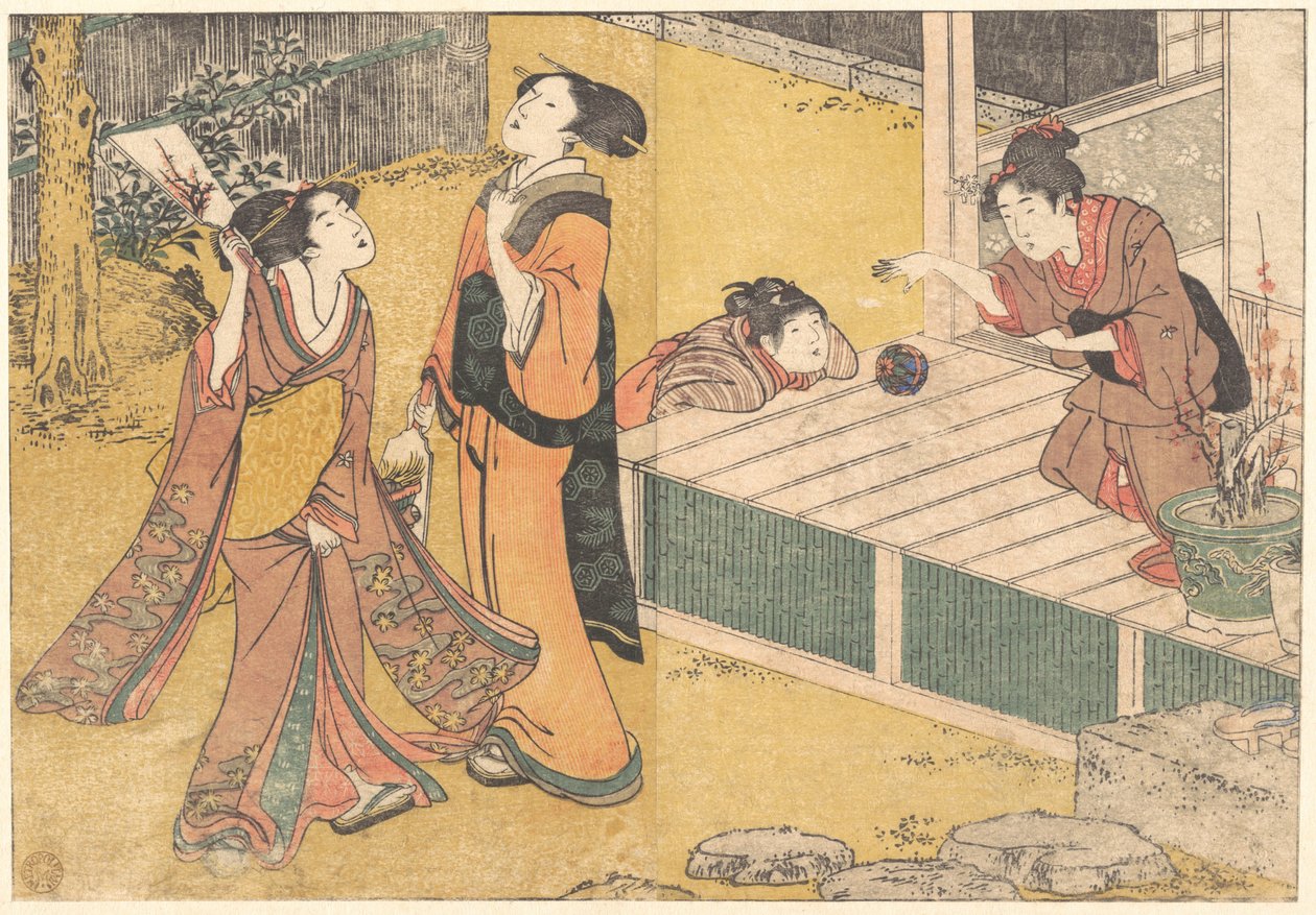 Nyttårsleker, fra den trykte boken «De fire årstidenes blomster» (Shiki no hana) av Kitagawa Utamaro