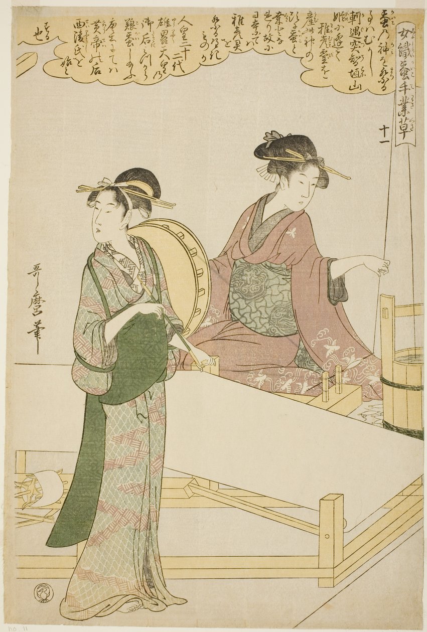 No. 11 (juichi), from the series "Women Engaged in the Sericulture Industry (Joshoku kaiko tewaza-gusa)" av Kitagawa Utamaro