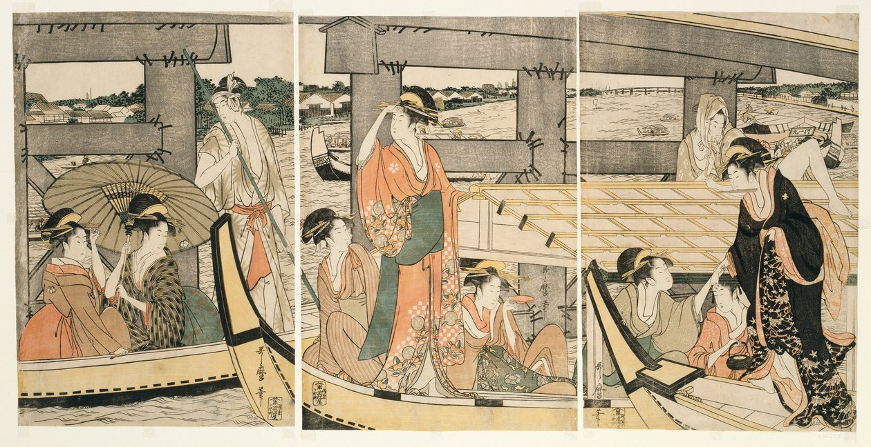 På og p Plan d under Rokoku B Ridage (på toppen av Rokoku Bridge) av Kitagawa Utamaro