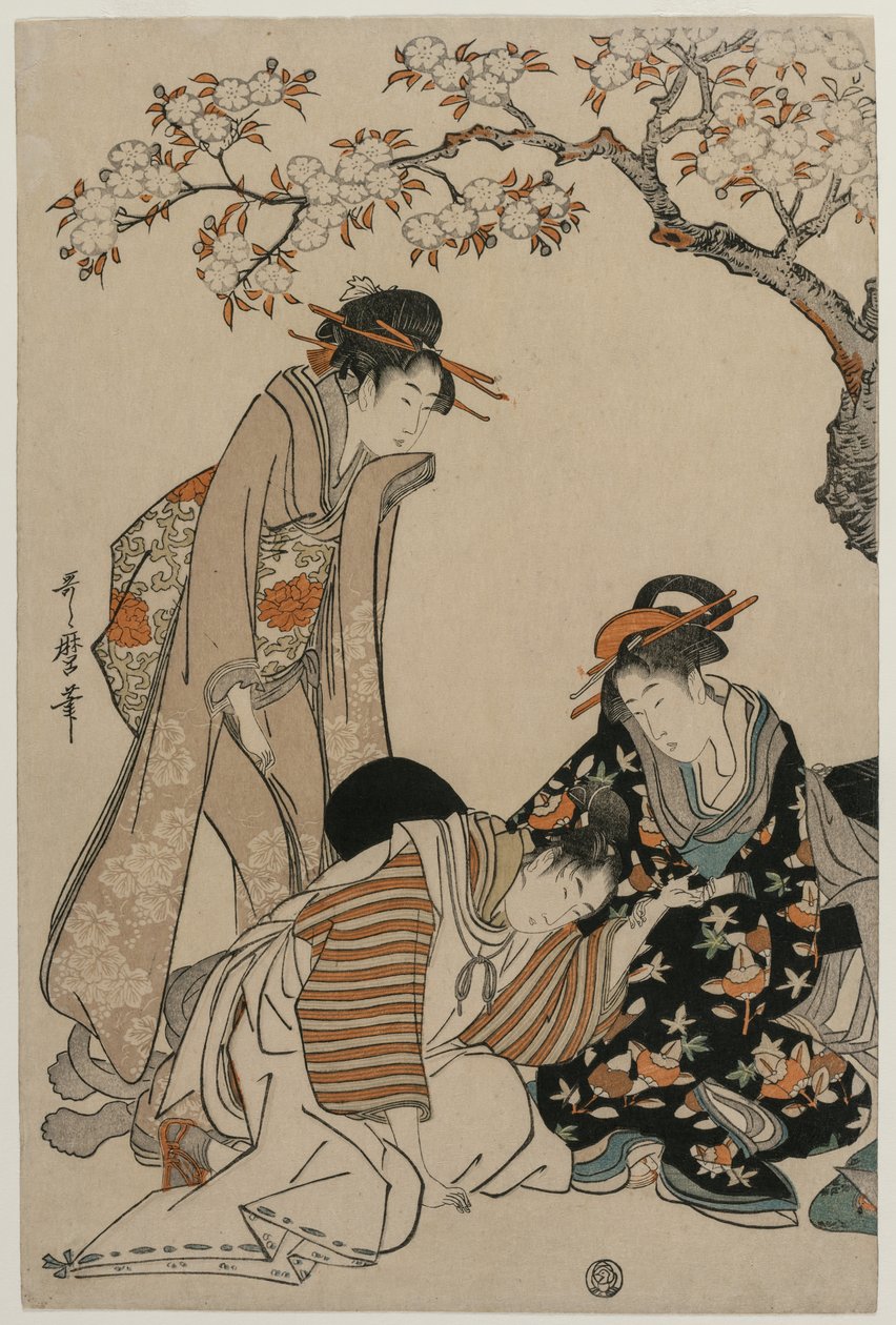 Parodi på en keiserlig vognscene av Kitagawa Utamaro