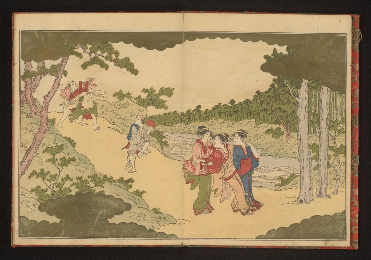 Folk som kommer tilbake fra en blomstervisningsfest av Kitagawa Utamaro