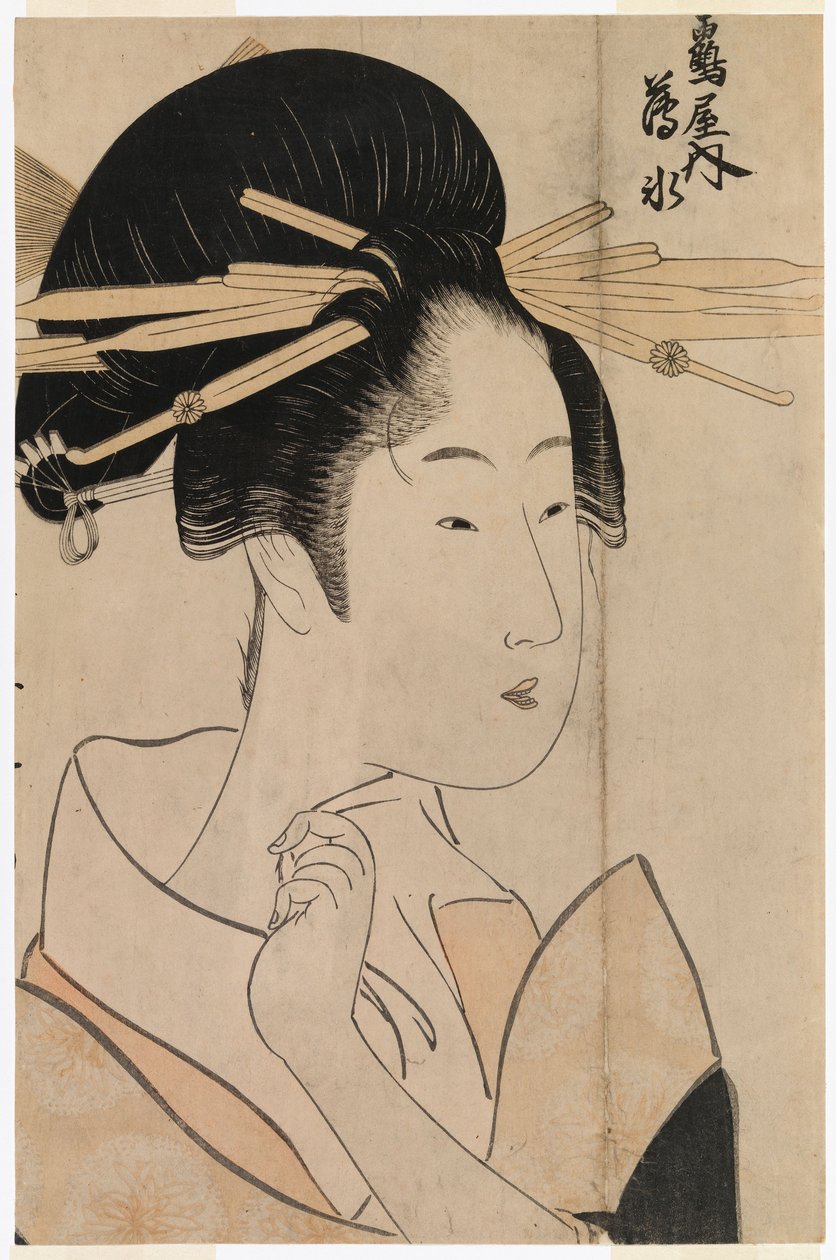 Portrett av en geisha fra tehuset Uyo av Kitagawa Utamaro